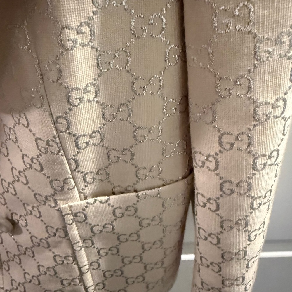 Gucci blazer 3/4 length sleeve pristine new condition size 40 sikver GG tan - Picture 10 of 15